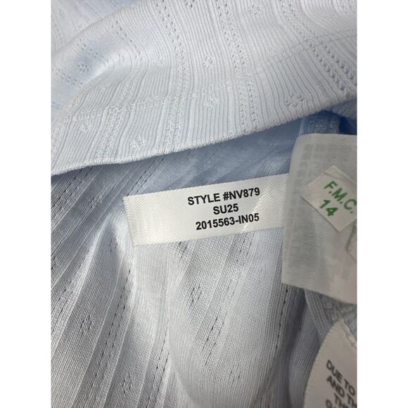 Madewell NWT Women’s Soft Blue Pointelle Notch Neck Top size Large - Picture 5 of 7